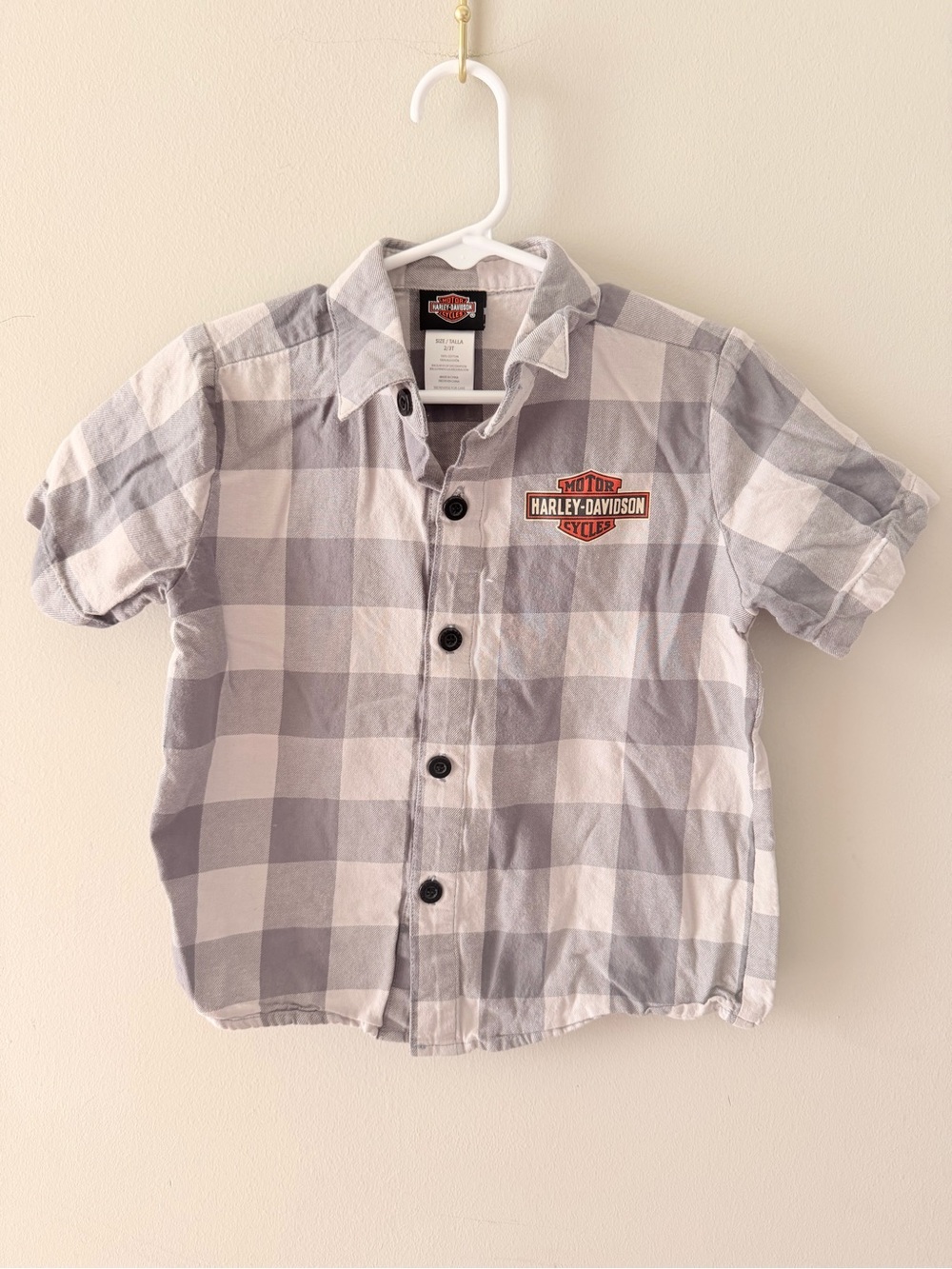 🏍️💨Harley-Davidson Plaid Short Sleeve Button-Up Shirt Size 2T/3T
